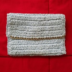 Light blue paper straw clutch